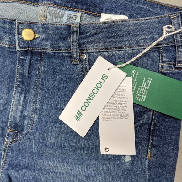 NWT H&M Medium Wash Skinny Zipper Ankle Jeans 32 - Picture 7 of 8